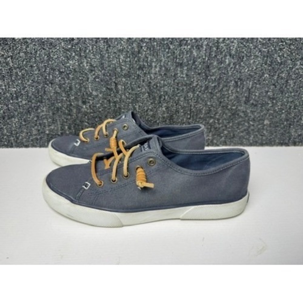 Sperry Crest Vibe Navy Canvas Rawhide Lace Sneakers Womens 8M Y2K EUC